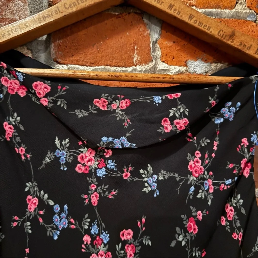 1999 y2k Ralph Lauren Floral Black Midi dress - Picture 4 of 8